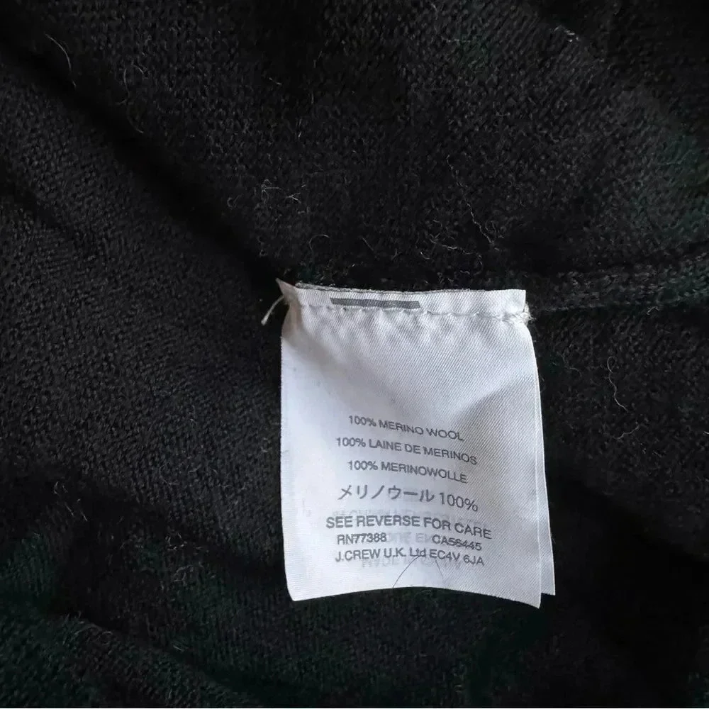 J Crew Black Sweater 100% Merino Wool long Sleeve Crew Neck Pullover Size XXXS